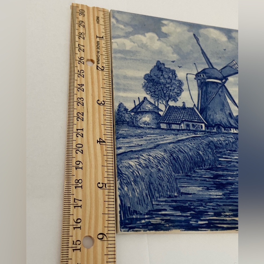 Vintage Blue Delft TILE ART Dutch Landscape Windmill Figurine Nature ceramic LOT - Picture 8 of 16